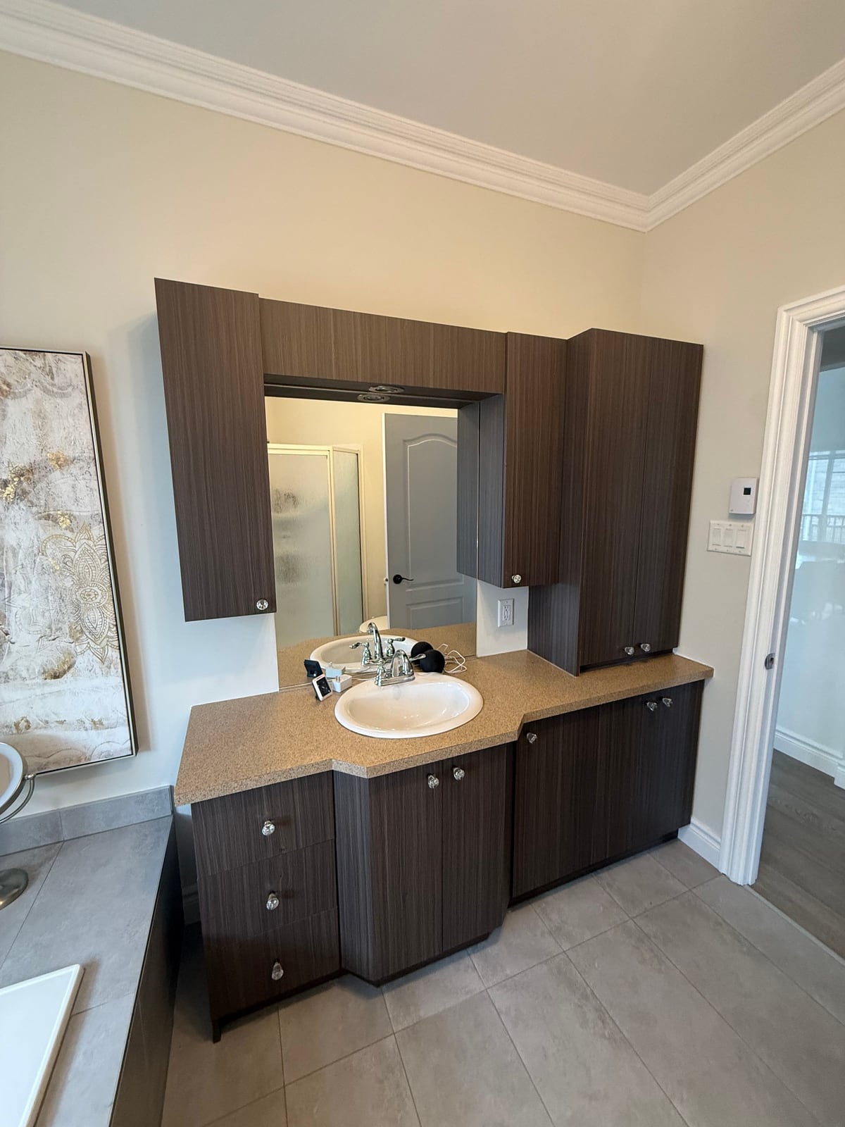 Armoires de cuisine à Lebourgneuf après le wrap en chêne gris SPW44 Gray Oak